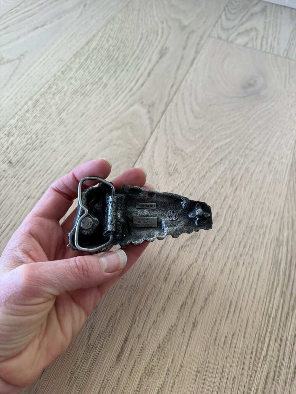 Vintage Train Engine Bergamot Brass Works Belt Buckle 1978 Sturdy Quality Silver - Picture 2 of 5